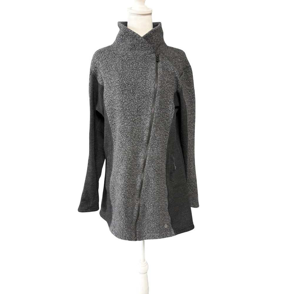 Kuhl Jacket Womens XL Gray Wool Blend Fleece Asymmetrical Zip Pockets Mid Length
